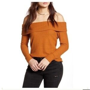 5x 25🎁   𝅺bp. Off the shoulder Sweater Orange Size Small New